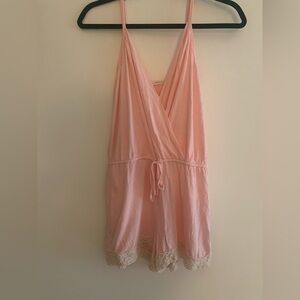 Love Ophelia pink lounge romper. Size small